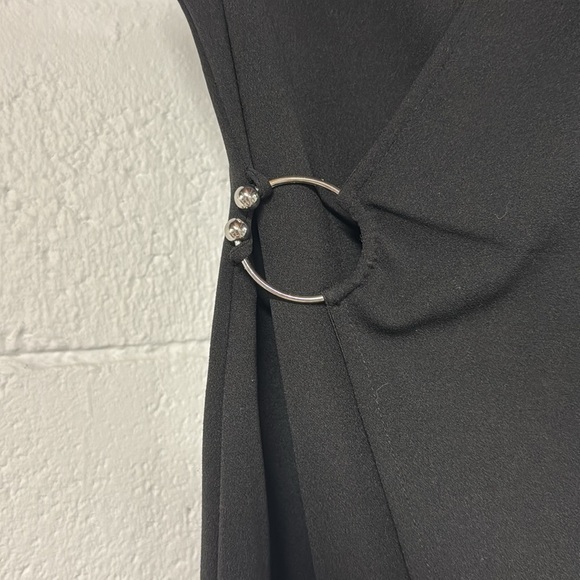 Lulus Wrap Dress in black with silver - Picture 2 of 6